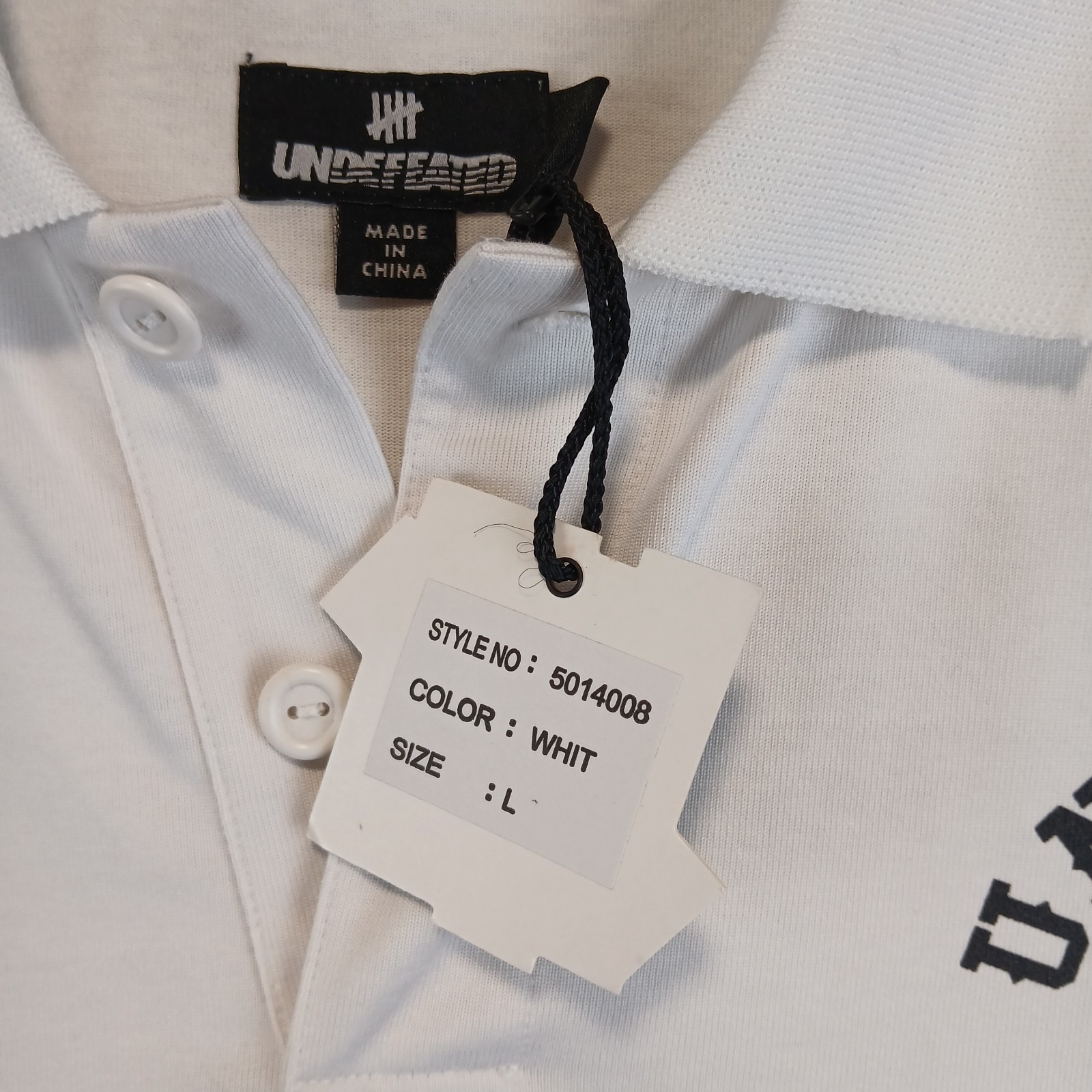 Undefeated Rise Large Mens Polo Shirt Nwt Flaws 22x29 Rugby Drop Shoulder Boxy — image 7 of 8